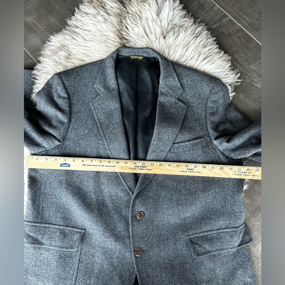 Vintage John Weitz Ivy Tweed Blazer 42R Gray/Blue Herringbone Wool USA - Picture 9 of 13